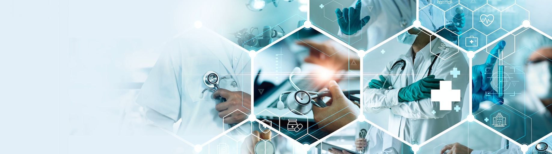 Healthcare professionals collaborating with connected digital health technology